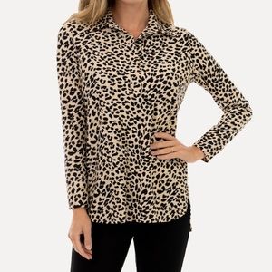 CYNTHIA ROWLEY leopard button down shirt